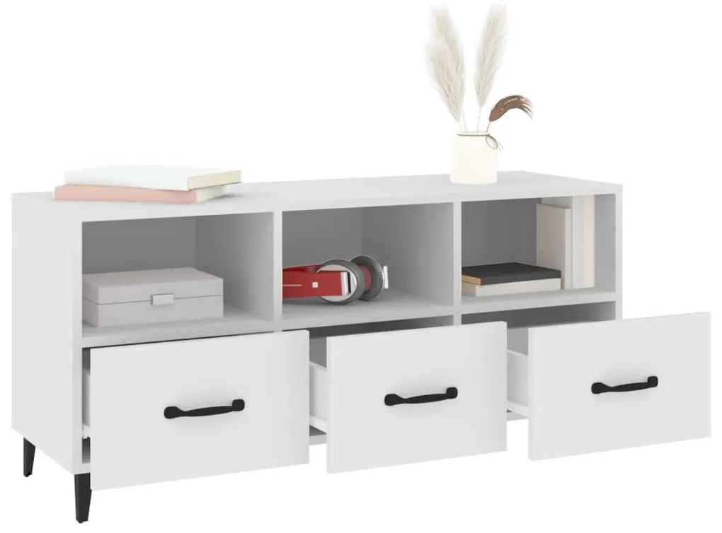 vidaXL Έπιπλο Τηλεόρασης άσπρο 102 x 35 x 50 εκ. Επεξεργασμένο Ξύλο