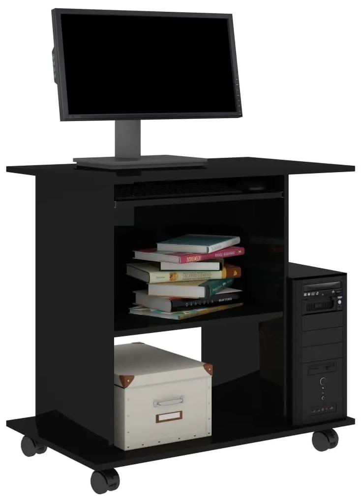 Γραφείο Υπολογιστή Γυαλιστερό Μαύρο 80x50x75 εκ. Μοριοσανίδα - Μαύρο