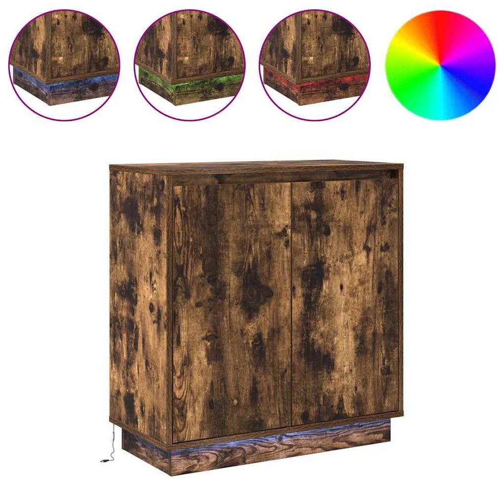 vidaXL Κομοδίνο Καπνιστό Δρύς 71 x 34.5 x 75 εκ. Επεξεργασμένο ξύλο