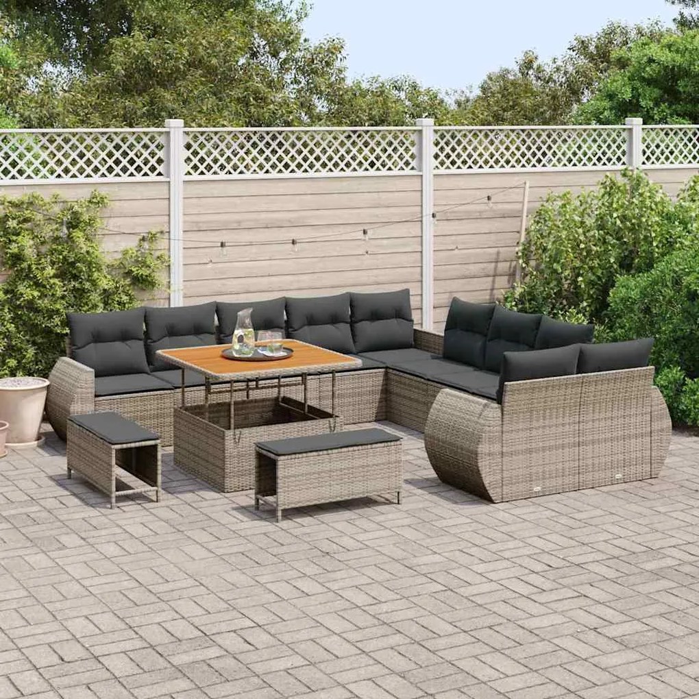 vidaXL Σετ Καναπέ Κήπου 13 pcs Γκρι συνθετικό ρατάν