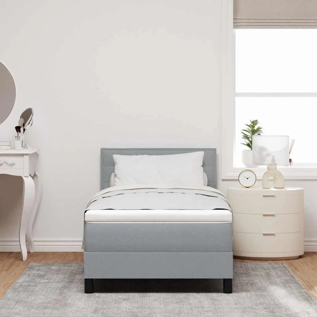 vidaXL Κρεβάτι box spring με στρώμα Ανοιχτό γκρι 100 x 200 cm ύφασμα