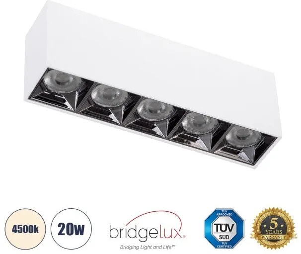 Επίτοιχο Σποτ Downlight LED TrimLess 20W Λευκό Κάτοπτρο Χρωμίου 4500K LUMINAR SUPERIOR 60330 Globostar-60330-Λευκό 60330