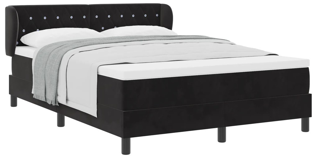 vidaXL Κρεβάτι Box Spring με Στρώμα Μαύρο 160x200 εκ. Βελούδο