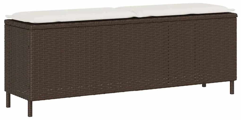 Πάγκος κήπου με μαξιλάρι γκρι 110x30x40,5 cm Poly Rattan