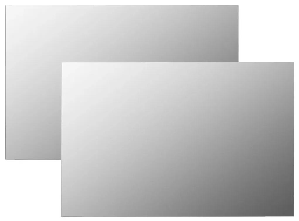 Καθρέφτες Τοίχου 2 τεμ. Ορθογώνιοι 60 x 40 εκ. Γυάλινοι - Ασήμι