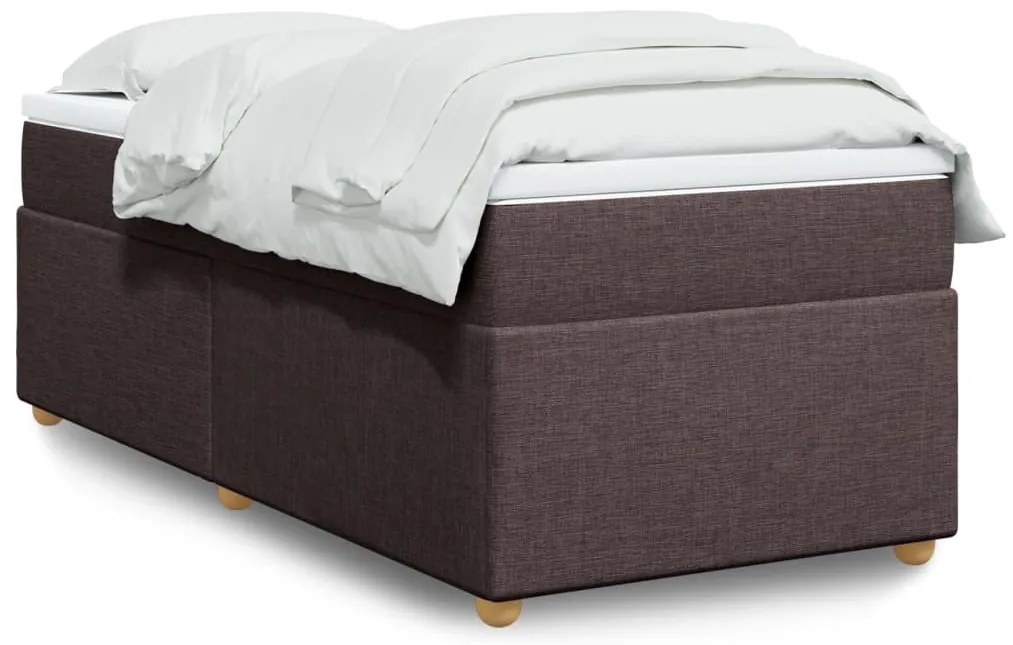 vidaXL Κρεβάτι Boxspring με Στρώμα Σκούρο Καφέ 90x190 εκ. Υφασμάτινο