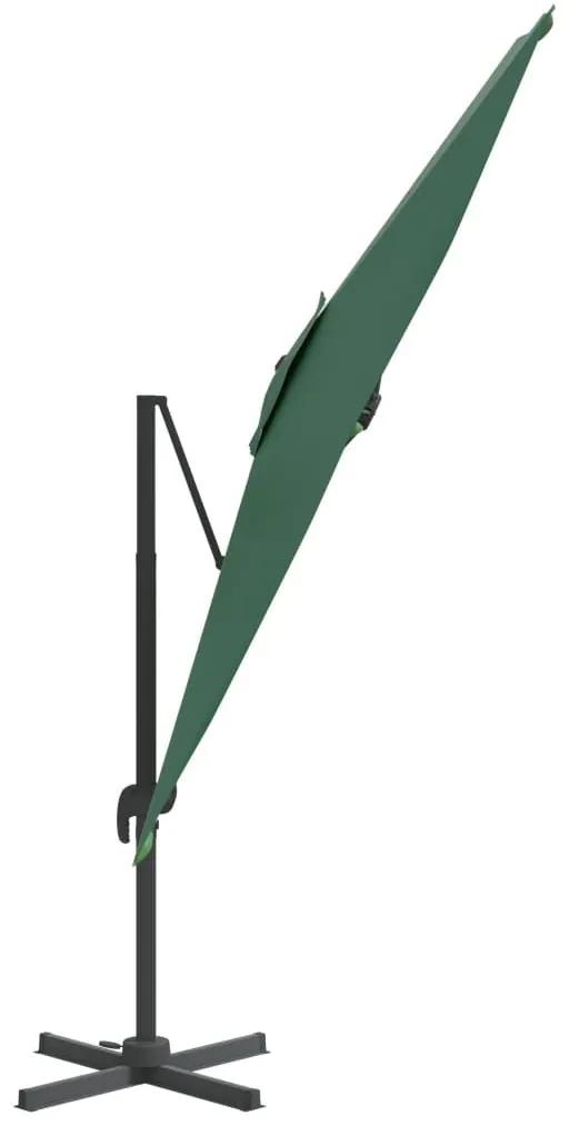 Ομπρέλα Κρεμαστή Πράσινη 400 x 300 εκ. με Αλουμινένιο Ιστό - Πράσινο