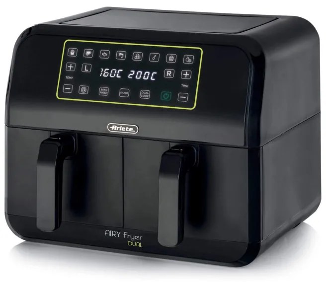 Διπλή φριτέζα θερμού αέρα Ariete DUAL 4623/00, 1700W, 8 l, 8 προγράμματα, 35-200C, Συγχρονισμός, Οθόνη αφής LCD, Μαύρο