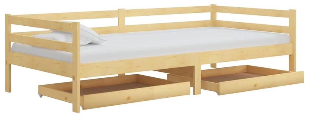 vidaXL Καναπές Κρεβάτι με Συρτάρια 90 x 200 εκ. από Μασίφ Ξύλο Πεύκου