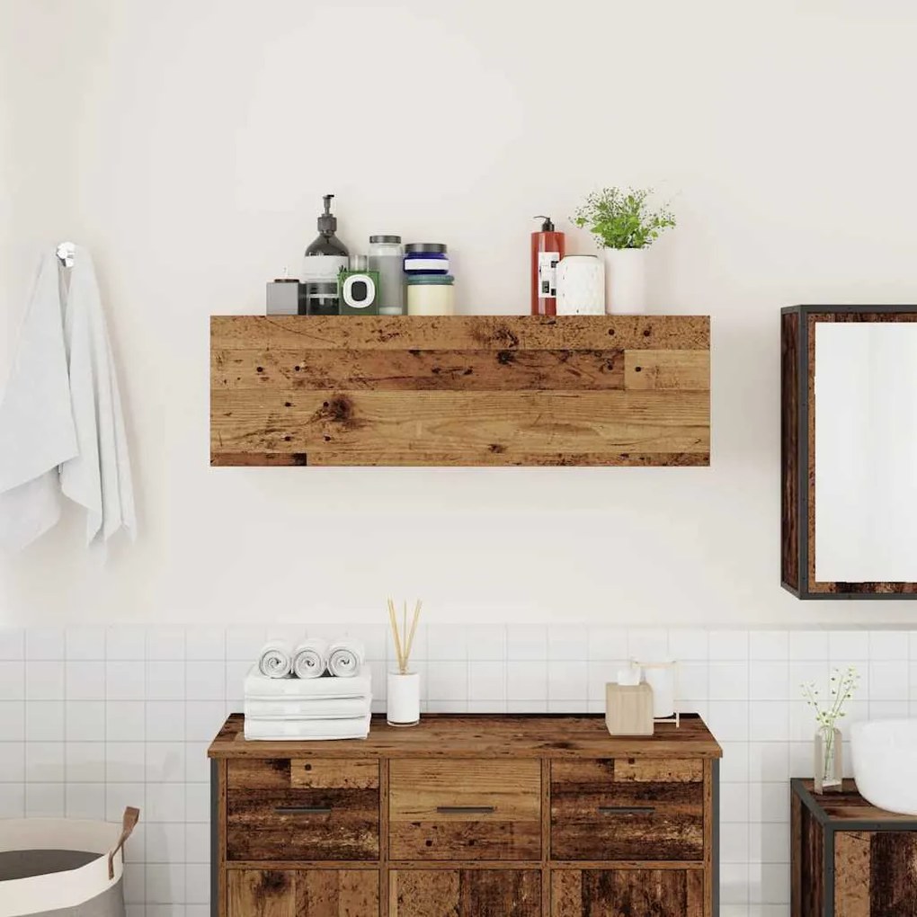vidaXL Ντουλάπι τοίχου μπάνιου Παλιό ξύλο 100x25x30 cm