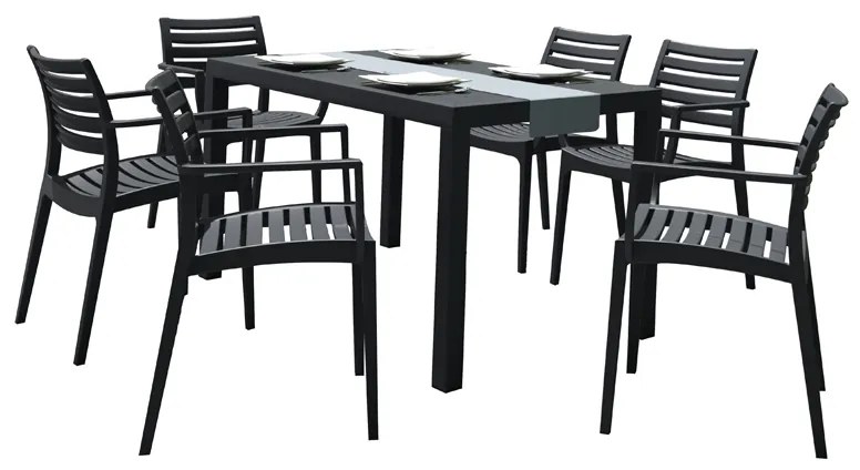 Σετ Τραπεζαρίας 7τμχ Ares Artemis Black 140Χ80Χ75εκ.