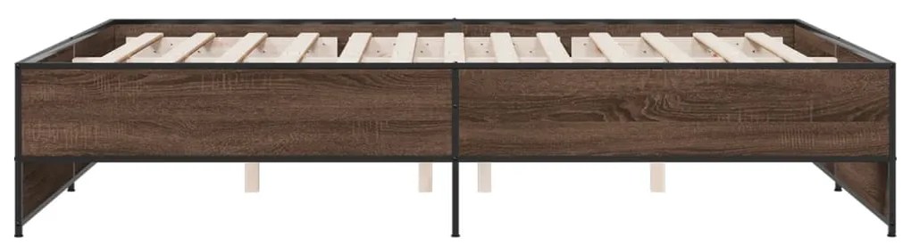 vidaXL Πλαίσιο Κρεβατιού Καφέ Δρυς 150x200 εκ. Επεξ. Ξύλο &amp; Μέταλλο