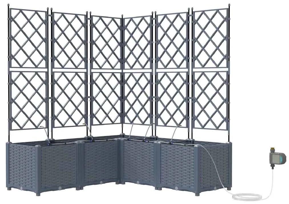 vidaXL Ζαρντινιέρες κήπου Ανοιχτό γκρι 120 x 120 x 142 cm Ατσάλι