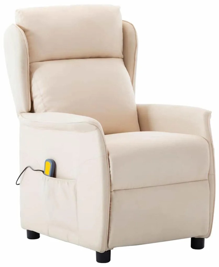 vidaXL Καρέκλα μασάζ με μαξιλάρι Κρεμ 67.5 x 93.5 x 101.5 εκ ύφασμα