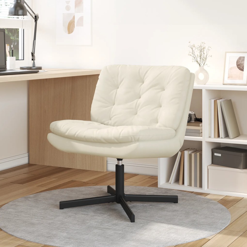vidaXL Γυριστή Χαλαρωτική Καρέκλα Κρεμ 63 x 75 x 76 εκ Βελούδο
