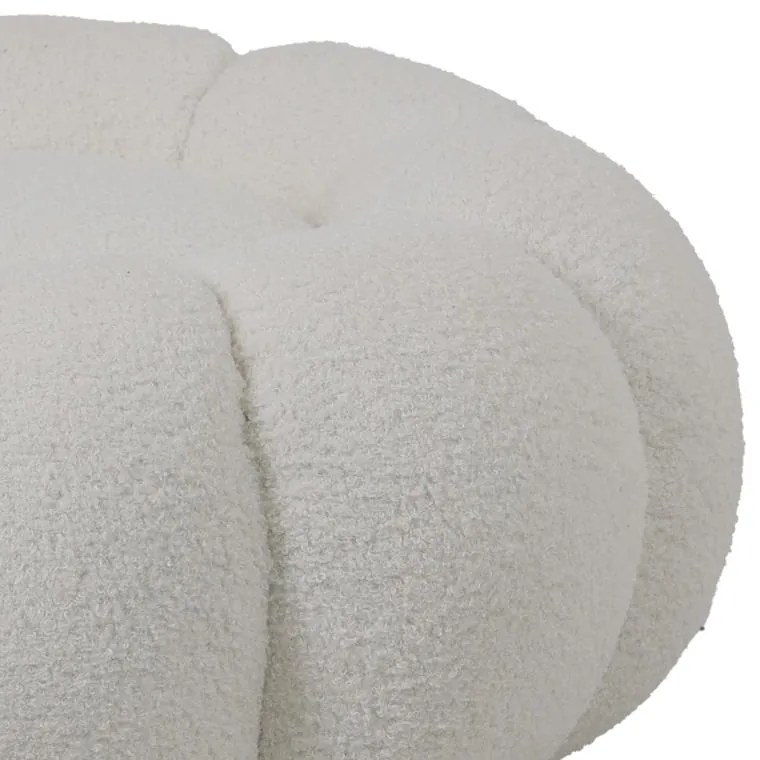 Σκαμπό Nester μπουκλέ ύφασμα σε λευκή απόχρωση Φ60x31εκ 61x61x32.5 εκ.