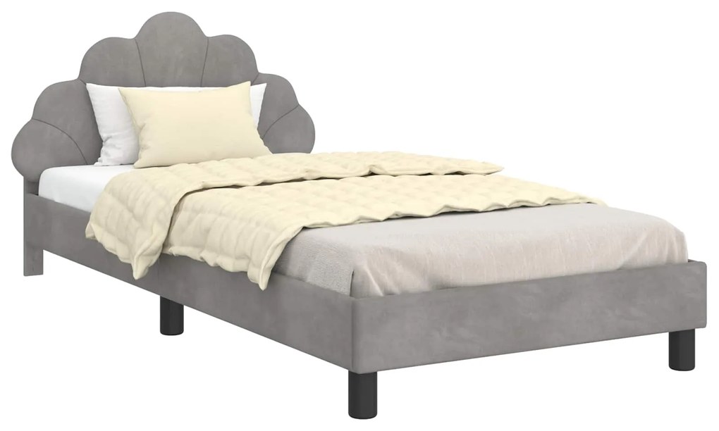 vidaXL Κρεβάτι Παιδικής Κρεβατοκάμαρας με Κεφαλάκι Ανοιχτό γκρι