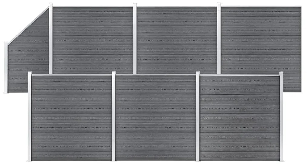 Πάνελ Περίφραξης 6 Τετράγωνα + 1 Κεκλιμένο Γκρι 1138x186 εκ WPC