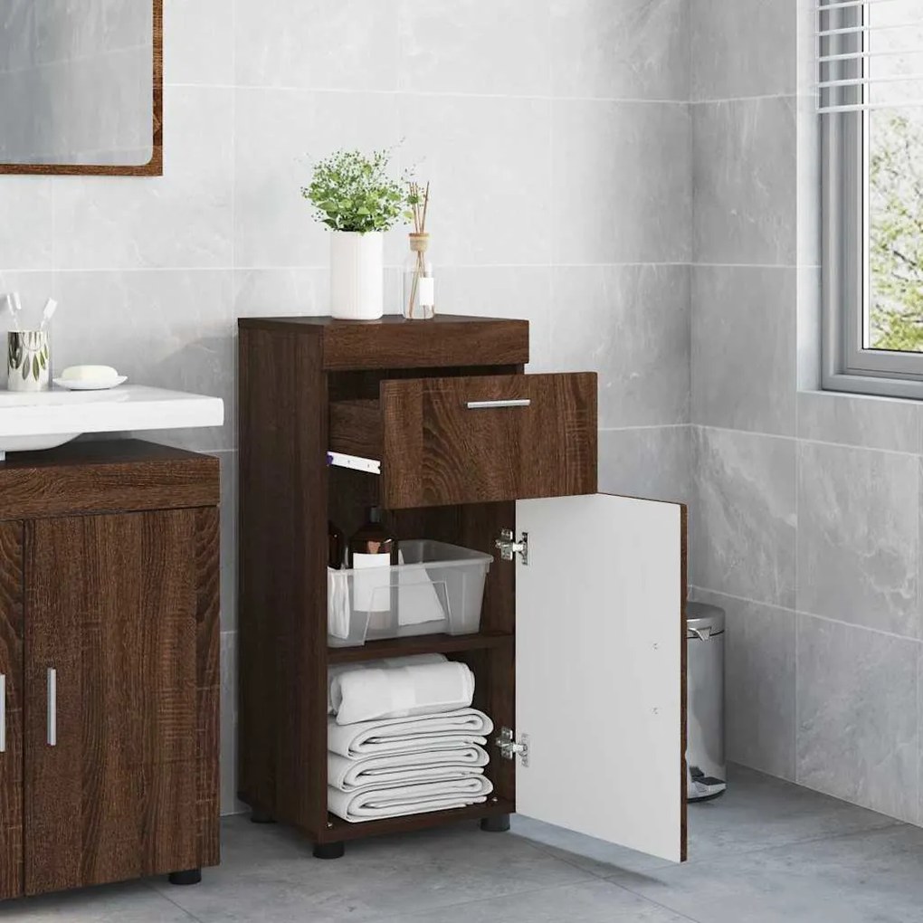 vidaXL Ντουλάπι Μπάνιου με πόρτα TULUM Καφέ δρυς 37 x 31.5 x 82 εκ