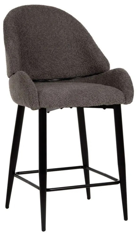 Σκαμπό Μπαρ HM8586.01 55x62x105cm Μεσαίου Ύψους Με Μπουκλέ Ύφασμα Grey Metal, Fabric