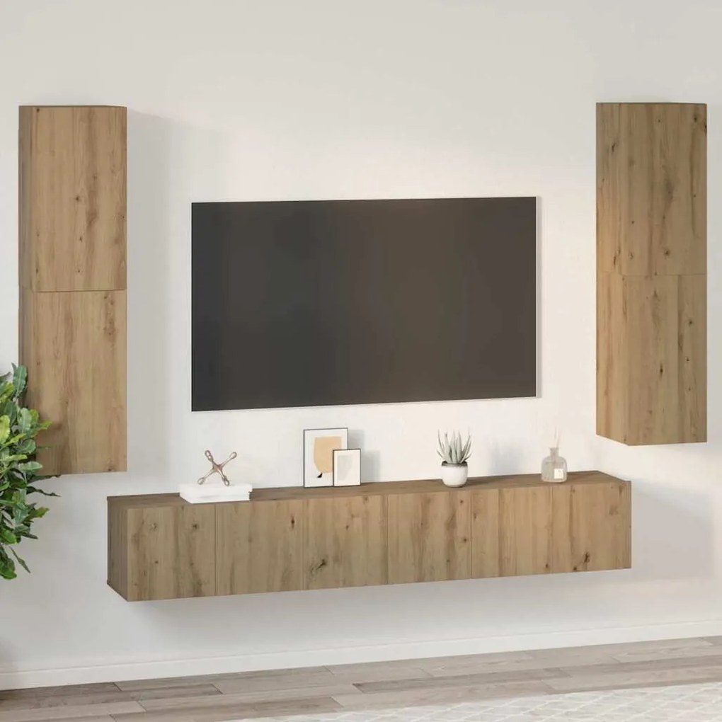vidaXL Σετ επίπλου τηλεόρασης 7 pcs artisan δρυς 60 x 30 x 30 cm