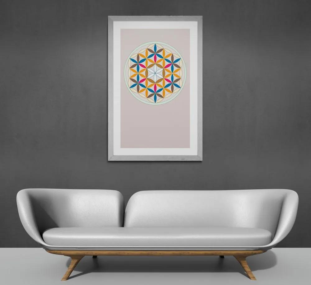Αφίσα με παρπαστού Πολύχρωμα Mandala - 20x30 white