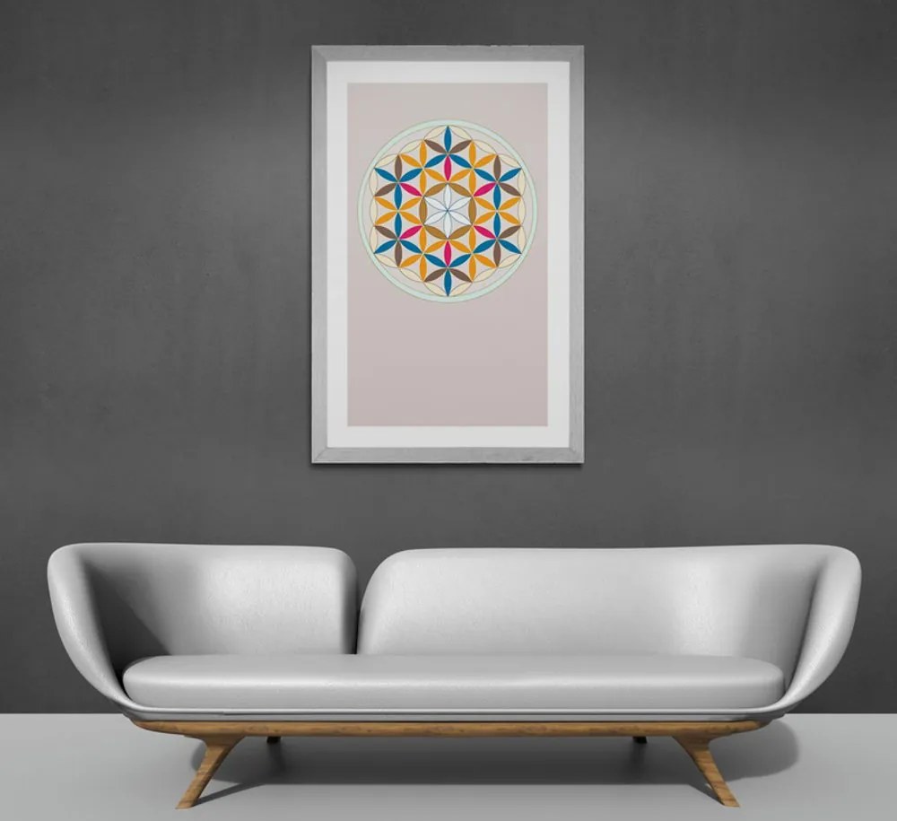 Αφίσα με παρπαστού Πολύχρωμα Mandala - 30x45 silver