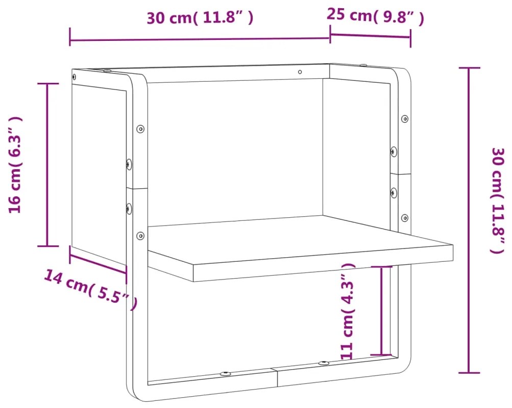 Ράφι Τοίχου με Μπάρα Γκρι Sonoma 30 x 25 x 30 εκ. - Γκρι