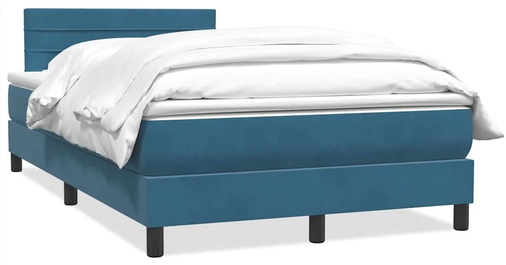 vidaXL Κρεβάτι Boxspring με Στρώμα Σκούρο Μπλε 120x210 εκ. Βελούδινο