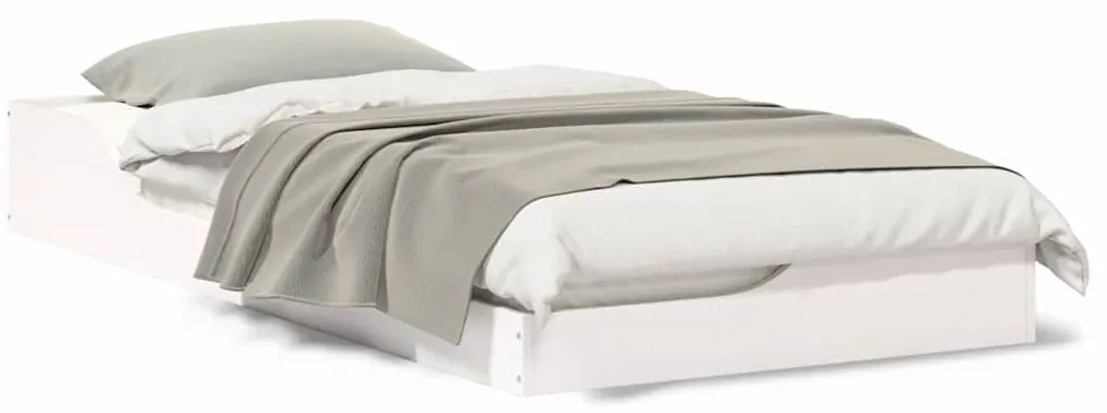 vidaXL Κρεβάτι δαπέδου Λευκό 90 x 190 cm Μασίφ ξύλο πεύκου