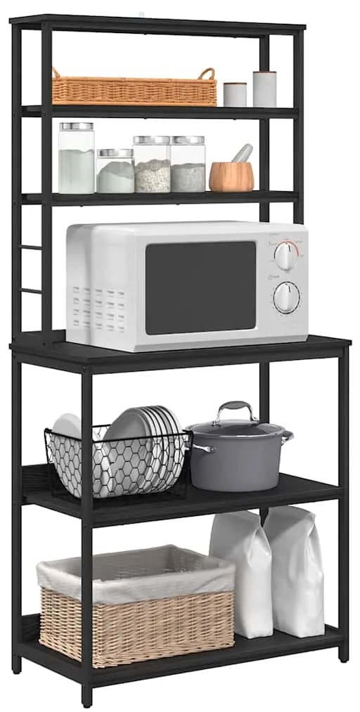 vidaXL Ράφι Κουζίνας Μαύρη Οξυά 80 x 40 x 168 εκ Επεξεργασμένο ξύλο