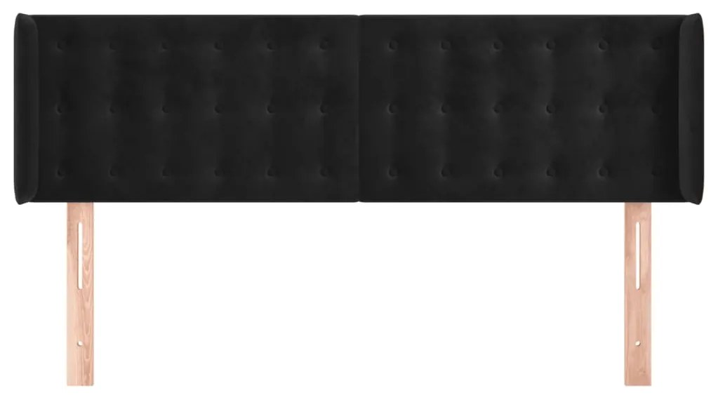 vidaXL Κεφαλάρι με Πτερύγια Μαύρο 147x16x78/88 εκ. Βελούδινο
