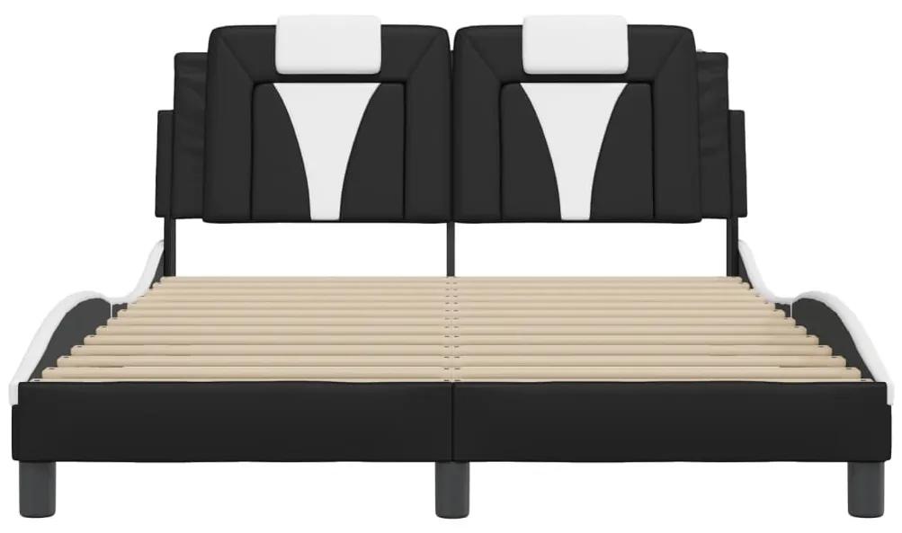 vidaXL Πλαίσιο Κρεβατιού με LED Μαύρο/Λευκό 120x200εκ. Συνθετικό Δέρμα