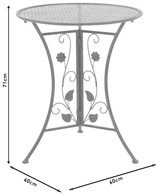 Τραπεζαρία Abriel σετ 3τεμ μέταλλο ανθρακί antique