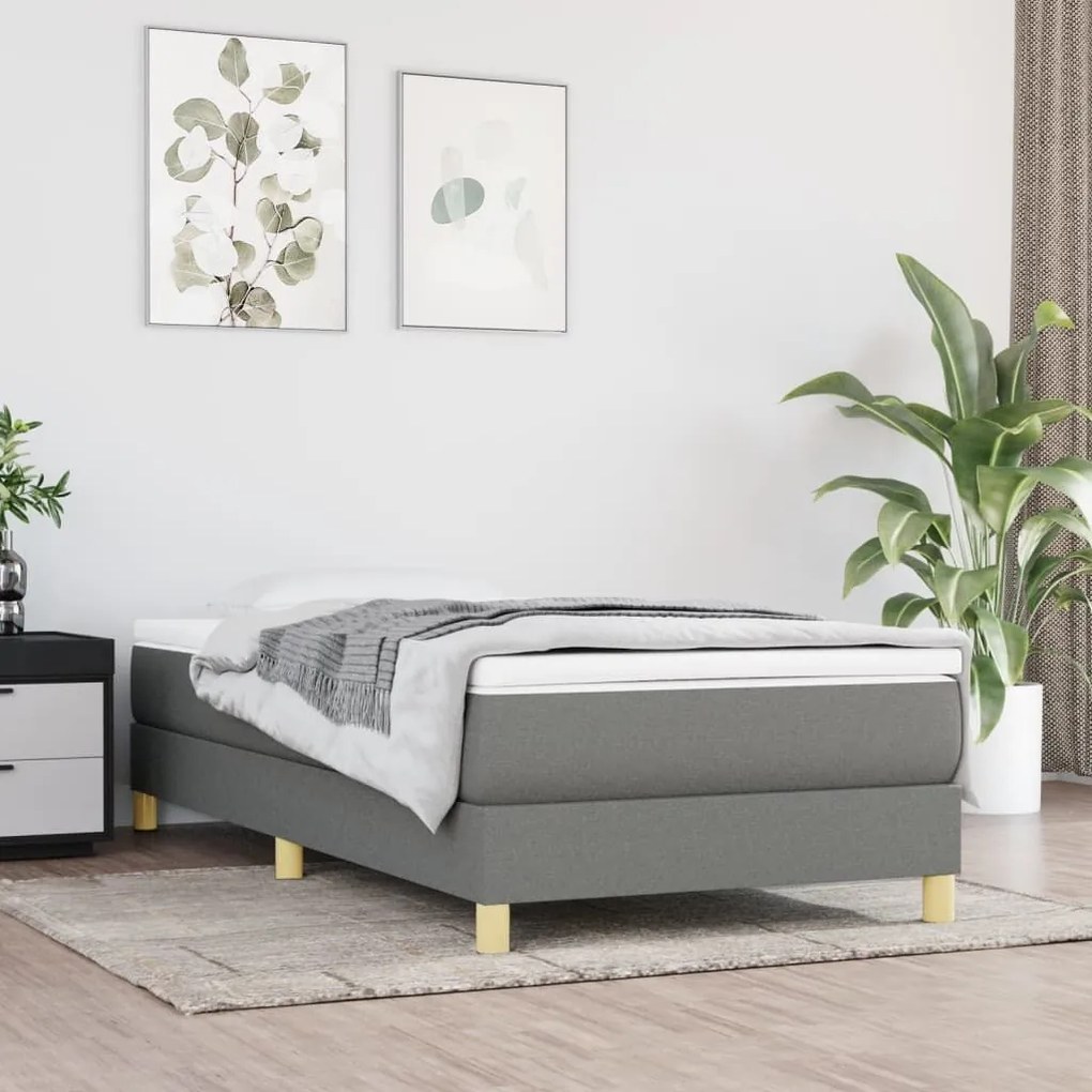 ΠΛΑΙΣΙΟ ΚΡΕΒΑΤΙΟΥ BOXSPRING ΣΚΟΥΡΟ ΓΚΡΙ 90X190 ΕΚ. ΥΦΑΣΜΑΤΙΝΟ 3120575