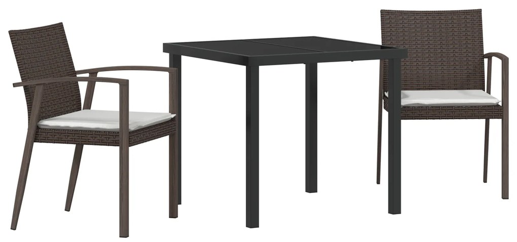 vidaXL Σέτ φαγητού για κήπο 3 pcs Καφέ Πολυ ράταν