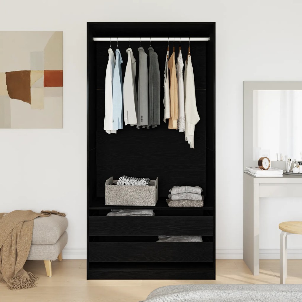 vidaXL Ντουλάπα  Μαύρης Δρυς - 100 x 50 x 200 εκ. - Φτιαγμένη από Νευροξύλο
