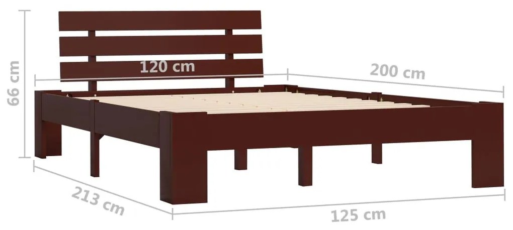 Πλαίσιο Κρεβατιού Σκούρο Καφέ 120x200 εκ. από Μασίφ Ξύλο Πεύκου - Καφέ