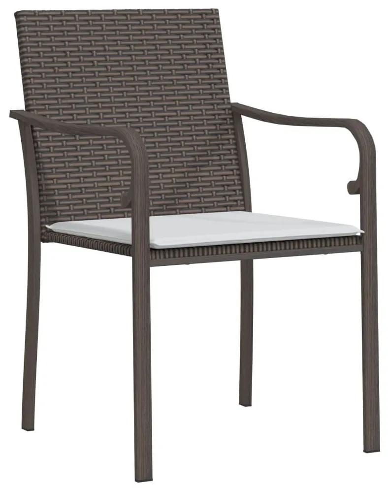 Καρέκλες Κήπου με Μαξιλάρια 4 τεμ. Καφέ 56x59x84 εκ Συνθ. Ρατάν - Καφέ