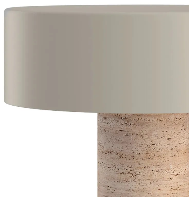 Table Lamp DOME DECO Με Βάση Από Τραβερτίνη Και Μεταλλικό Καπέλο LI2-C3-00M1