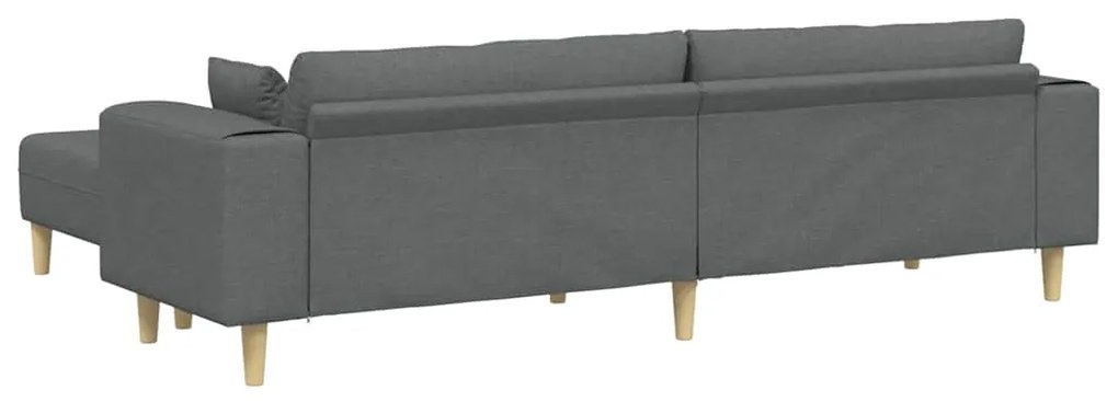 vidaXL Υφασμάτινος καναπές με μαξιλάρι 3 pcs Σκούρο Γκρι 208 εκ. ύφασμα