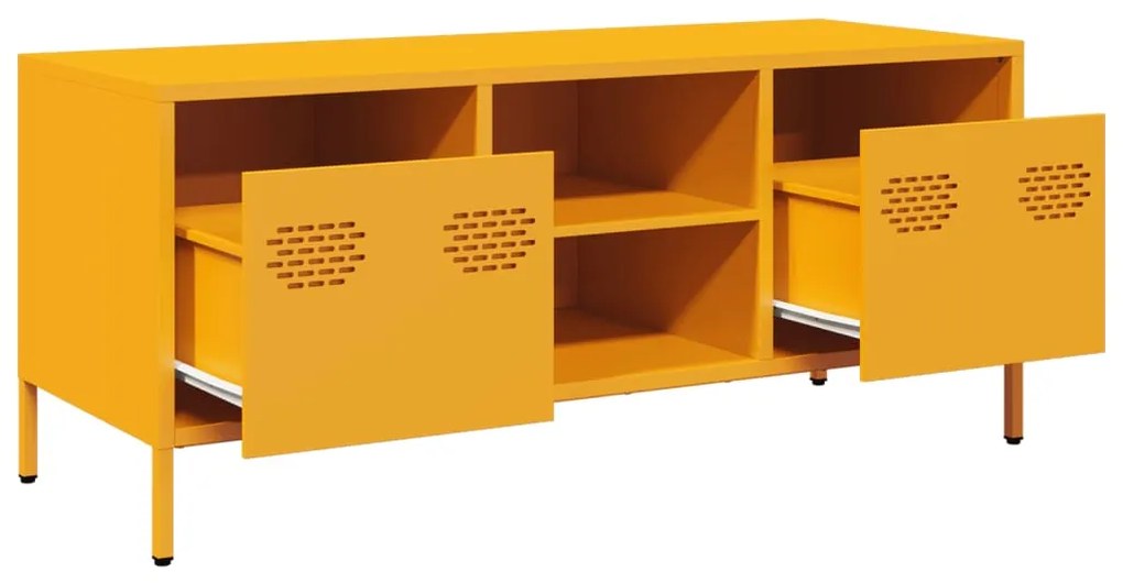 vidaXL Έπιπλο Τηλεόρασης Μουσταρδί 101,5x39x43,5 Ατσάλι Ψυχρής Έλασης
