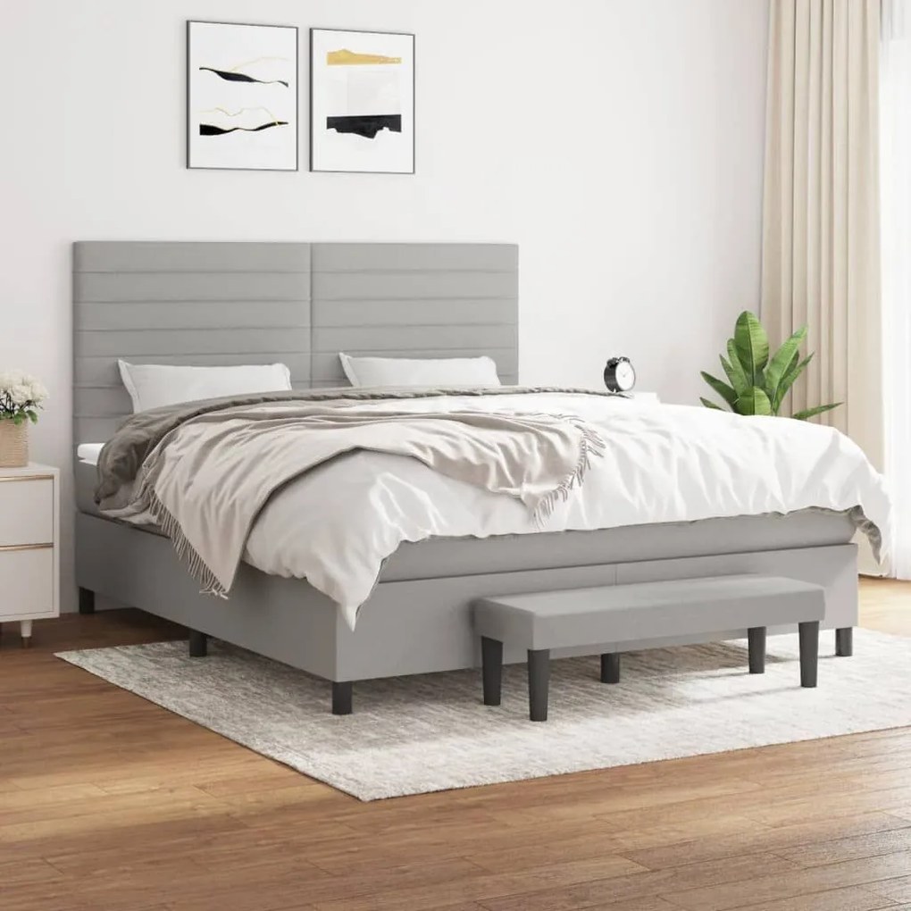 ΚΡΕΒΑΤΙ BOXSPRING ΜΕ ΣΤΡΩΜΑ ΑΝΟΙΧΤΟ ΓΚΡΙ 180X200 ΕΚ. ΥΦΑΣΜΑΤΙΝΟ 3136693