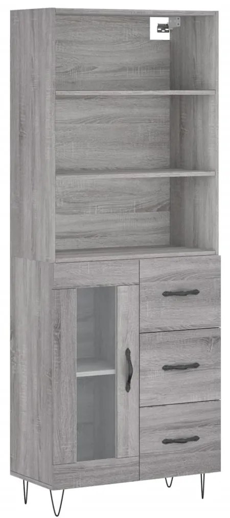 vidaXL Ντουλάπι Γκρι Sonoma 69,5 x 34 x 180 εκ. Επεξεργασμένο Ξύλο