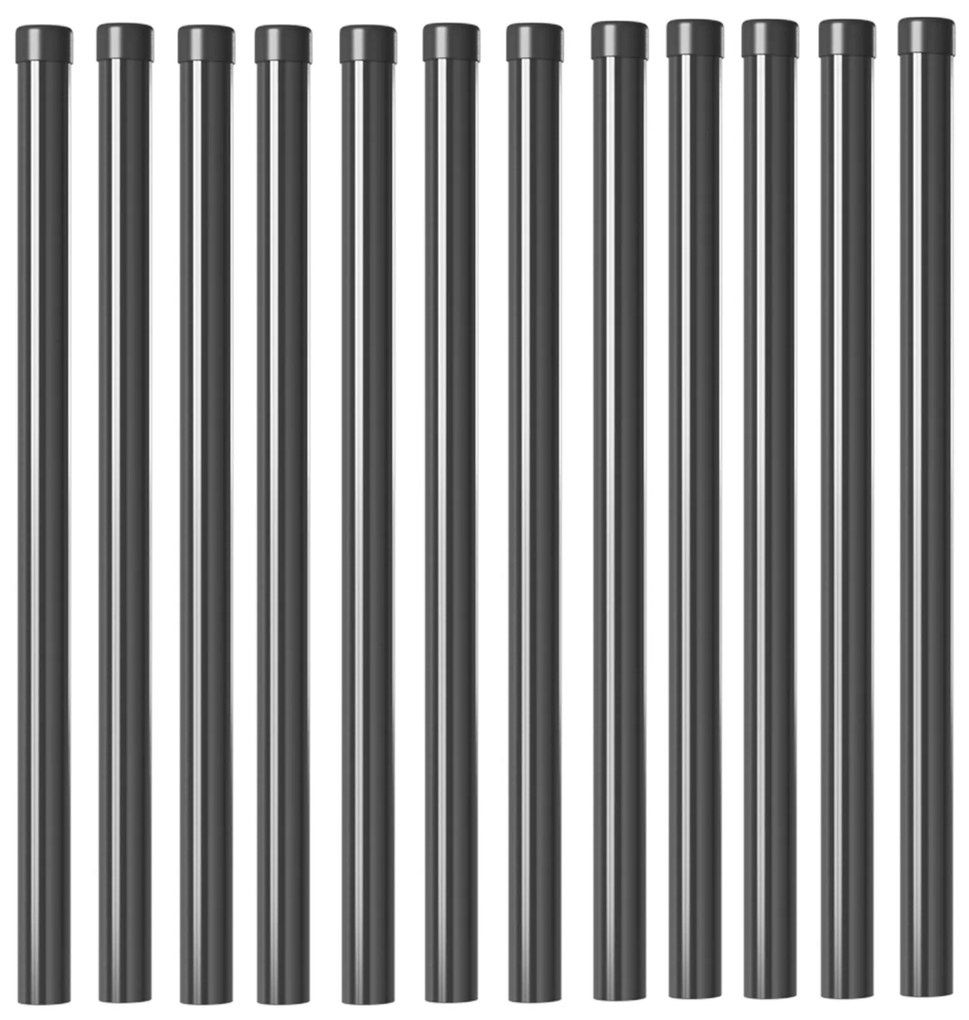 vidaXL Πό posts φράχτη 12 pcs Γκρι 90 cm Ατσάλι με Επικάλυψη Πούδρας