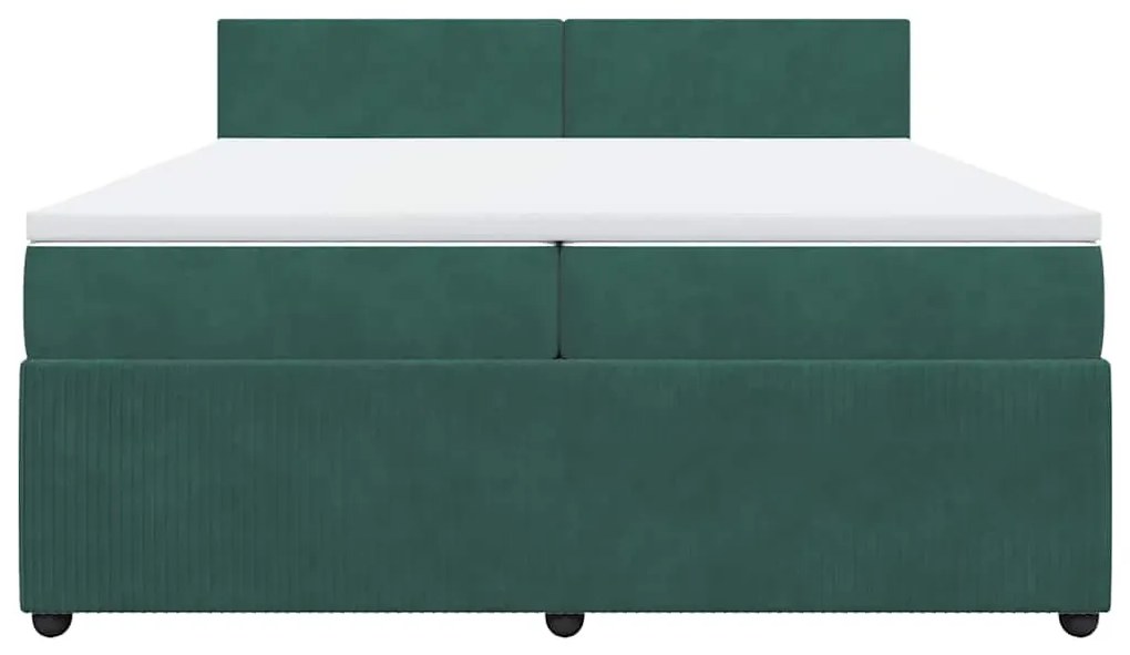 vidaXL Κρεβάτι Boxspring με Στρώμα Σκούρο Πράσινο 200x200εκ. Βελούδινο