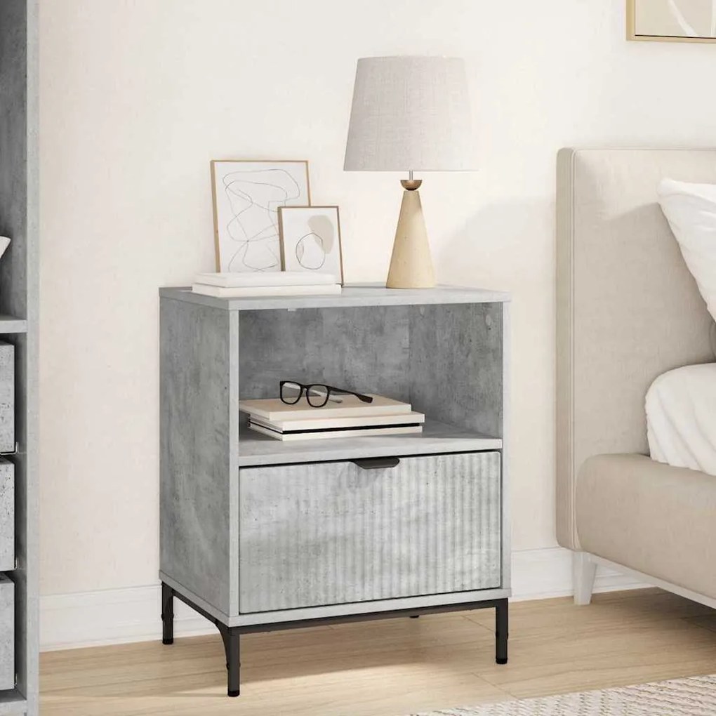 vidaXL Κομοδίνο Γκρι σκυροδέματος 49 x 36 x 61 εκ Επεξεργασμένο ξύλο