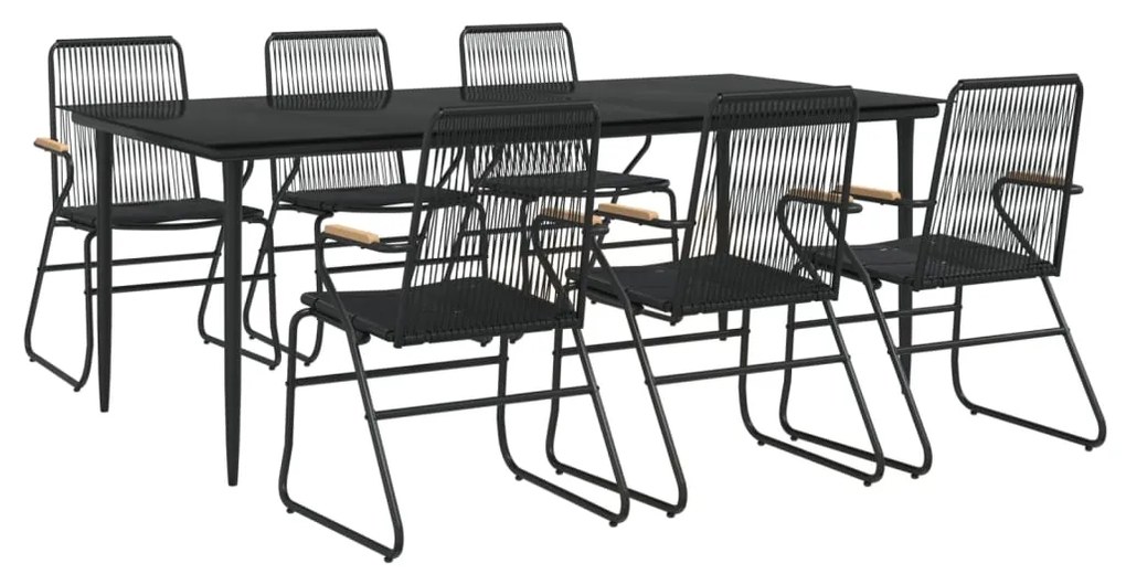 vidaXL Σετ Τραπεζαρίας Κήπου 7 Τεμαχίων Μαύρο από Ρατάν PVC