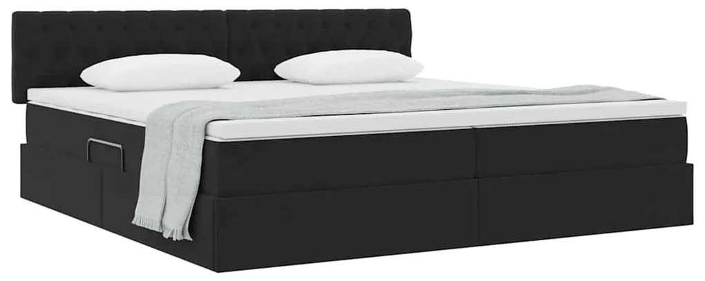 vidaXL Κρεβάτι Αποθήκης με στρώμα Μαύρο 200 x 200 cm Βελούδο