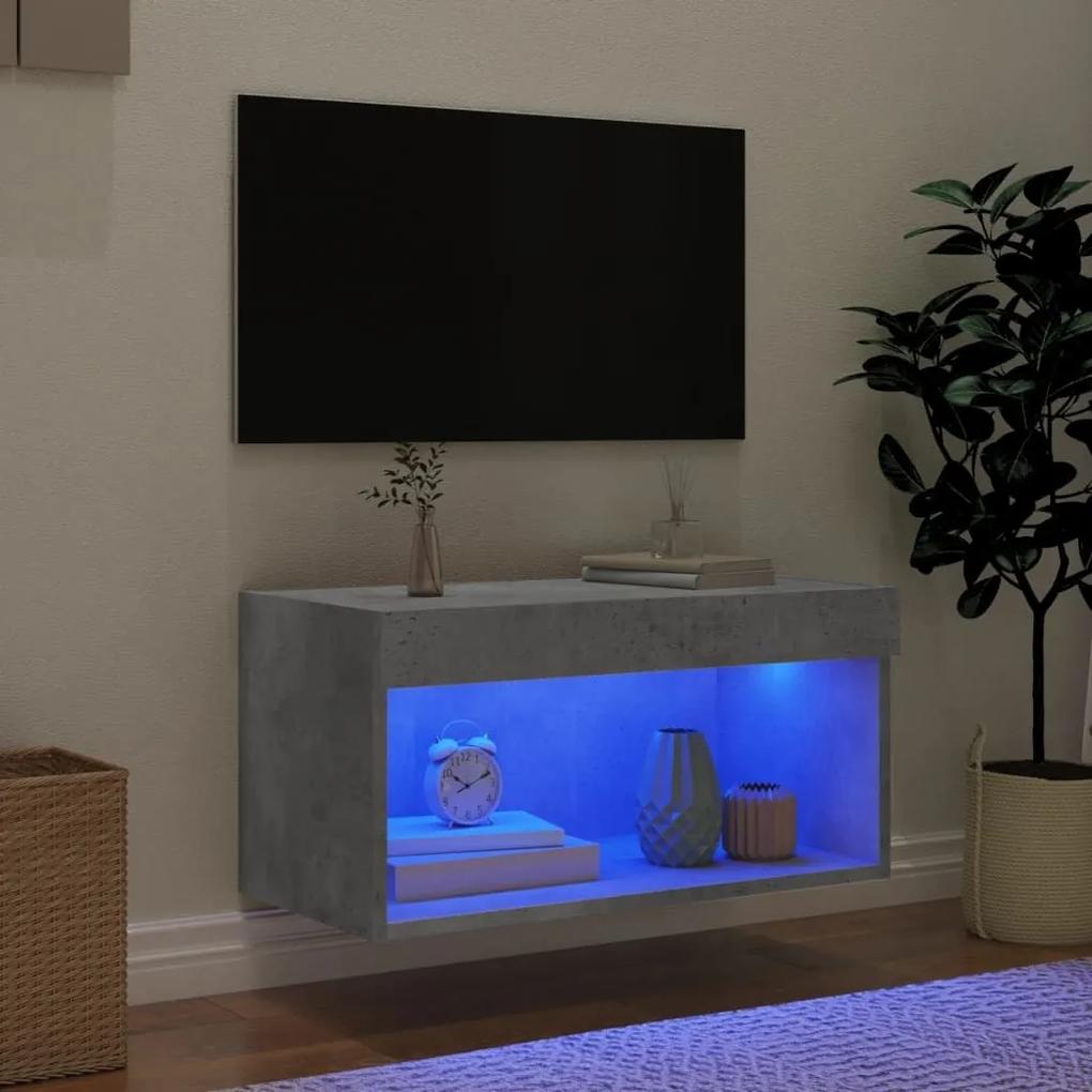 Έπιπλο Τηλεόρασης με LED Γκρι Σκυροδέματος 60x30x30 εκ. - Γκρι